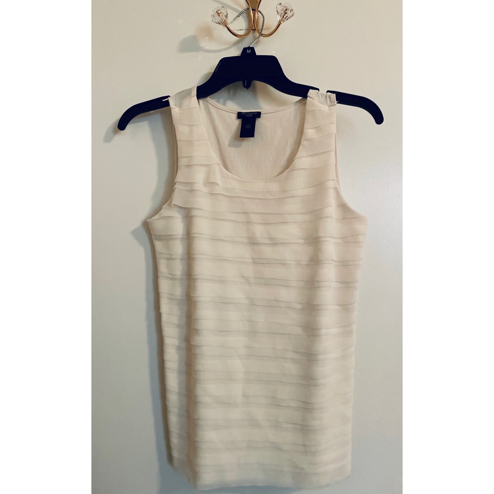 2/$30 Ann Taylor Cream Pleated tank top